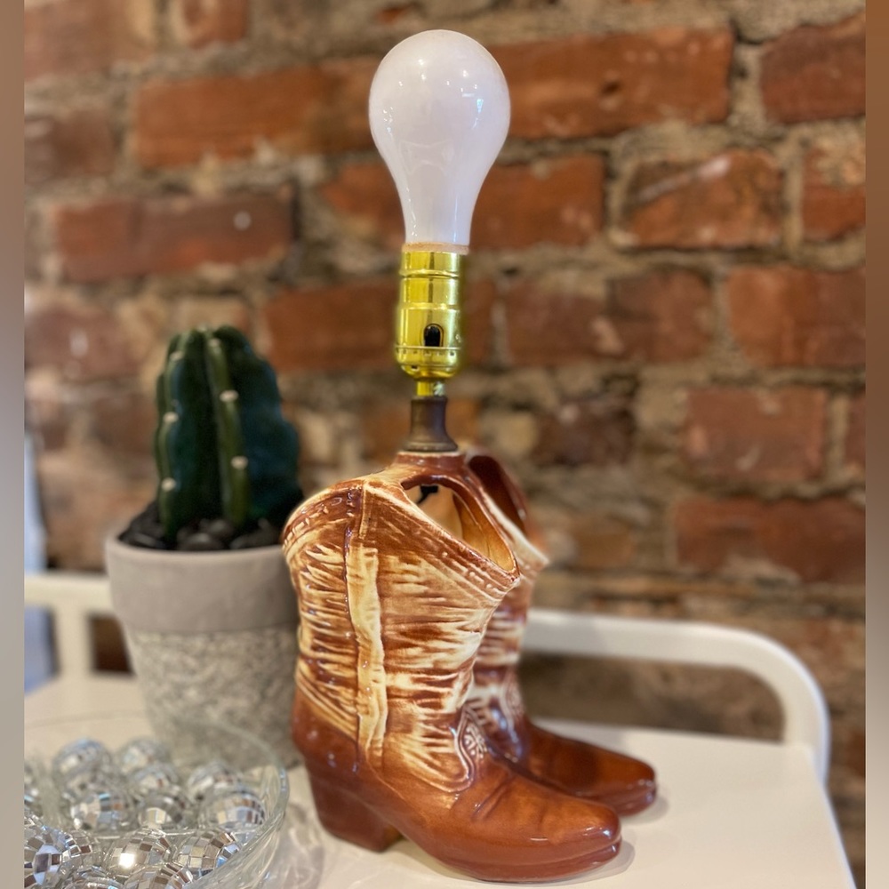 Vintage 1950 McCoy Ceramic Cowboy Boots Lamp